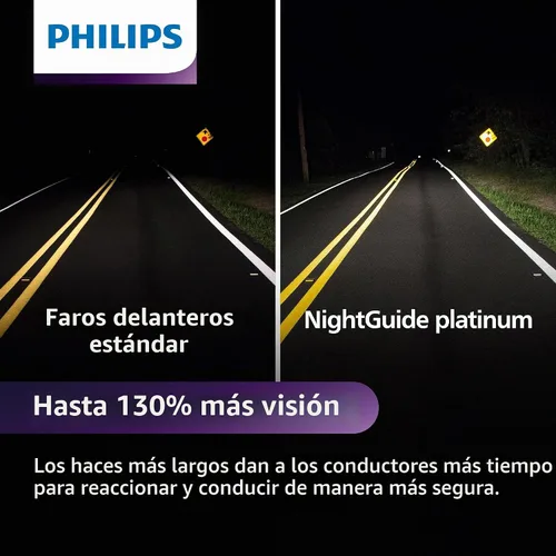 Vista 3 de Philips Automotive Lighting H7 NightGuide Platinum - Bombilla de repuesto para faros delanteros, se adapta a posiciones seleccionadas de luz alta