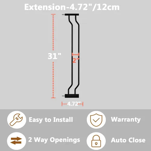 Vista 3 de Fairy Baby Puerta de seguridad para bebés Extensión de 12 cm para puerta de seguridad para bebés con cierre automático Puerta de seguridad