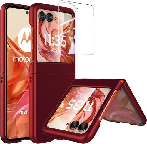 Vista 15 de Foluu Funda delgada para Motorola Razr 2024/2025 [No compatible con Razr Plus 2024], con protector de pantalla frontal integrado, policarbonato mate