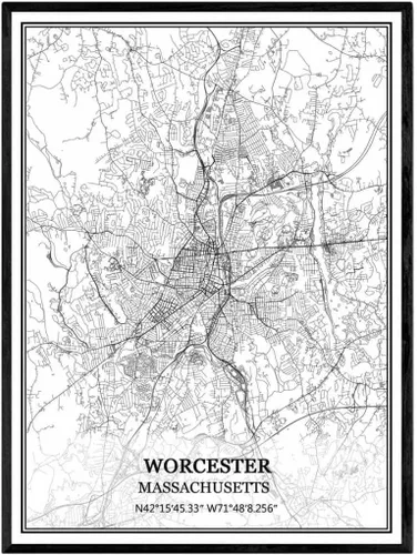 Vista 10 de TANOKCRS Newburyport Massachusetts USA America Map - Póster impreso en lienzo sin marco, moderno mapa blanco y negro, regalo de recuerdo, decoración