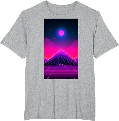 Vista 30 de Retrowave Mountain 80s Vaporwave Synthwave T-Shirt Negro