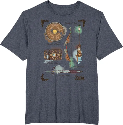 Vista 32 de Zelda Breath of The Wild Link Inventory - Camiseta gráfica Gris Oscuro