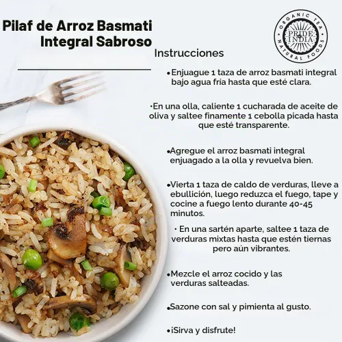 Vista 5 de Pride Of India - Arroz Basmati marrón extra largo - Grano saludable envejecido naturalmente, tarro de 1.5 libras