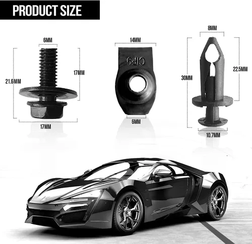 Vista 2 de Tornillos universales de 45 piezas de tornillos para el cuerpo de protección contra salpicaduras de motor, clips de parachoques, kit de tuercas en U