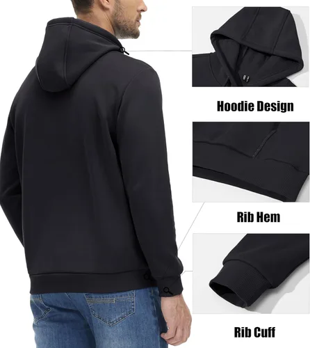 Vista 3 de MAGCOMSEN Sudaderas con capucha para hombre, con forro polar, estilo casual, atlético, para entrenamiento, con bolsillo tipo canguro