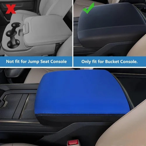 Vista 2 de Funda para reposabrazos de consola central adecuada para Dodge Ram 1500 2500 3500 2019-2023 con asiento de cubo, protector de piel antiarañazos