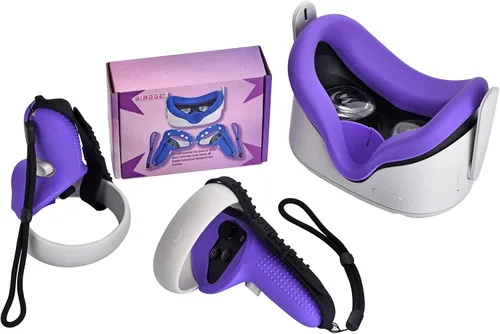 Vista 2 de XIAOGE Accesorios de control para Oculus Quest 2 con combo de cubierta facial accesorio de auriculares VR a prueba de sudor y anticolisión