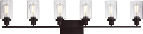 Vista 14 de MELUCEE Aplique de pared negro industrial vintage de 2 luces con pantalla de vidrio transparente y base de metal, luces de tocador de baño, apliques