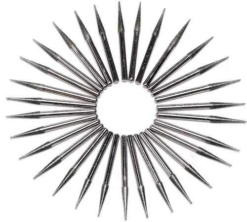 Vista 4 de JINGLING 30 unids 0.126 in punta cónico diamante pulido bit 1/8 "cono rebabas rotativas para Dremel