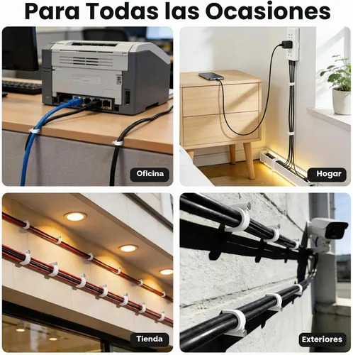 Vista 5 de 200 clips de cable de clavo, cables Ethernet, clips de pared, correas de cable, tachuelas con clip de cable para cable de altavoz, clip coaxial