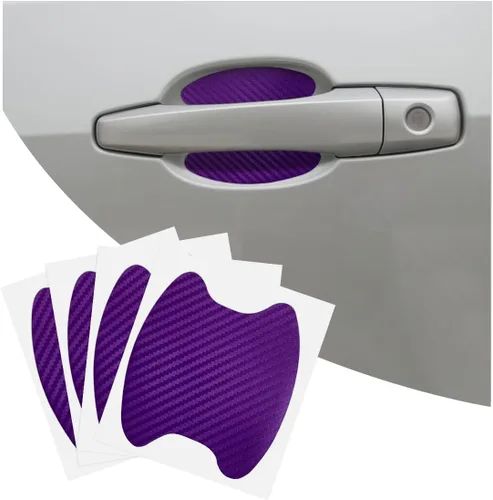 Vista 11 de 4 calcomanías para tazas de manijas de automóvil, película protectora antiarañazos de fibra de carbono para puertas de automóvil, protector de tazas