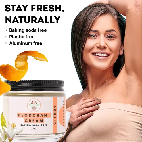 Vista 2 de ECO ROOTS Desodorante natural para mujeres y hombres Crema desodorante orgánica sin aluminio Desodorante saludable sin bicarbonato