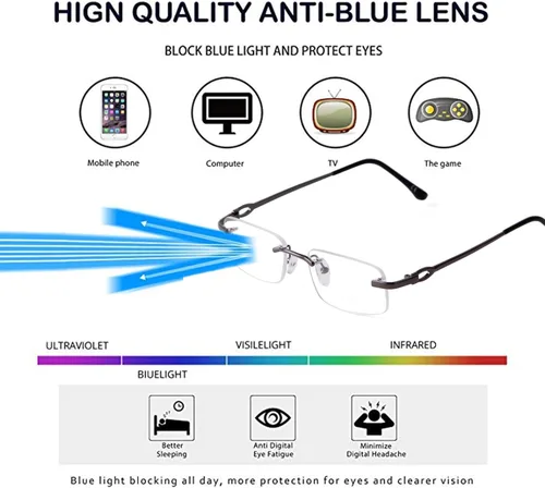 Vista 7 de JUDOO Retro Rimless Rectangle Sunglasses for Men Women Trendy Frameless Tinted Lens Eyewear
