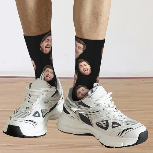 Vista 6 de heigudan Calcetines de cara personalizados, calcetines divertidos con caras para hombres, mujeres, amantes de los perros y gatos, regalos