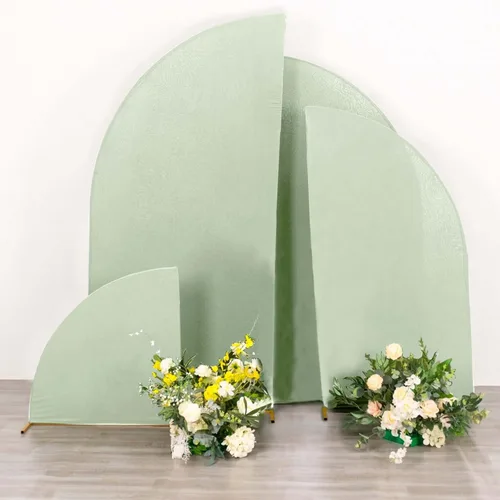 Vista 74 de Efavormart - Juego de 4 fundas de elastano beige para arco de media luna, fundas de telón de fondo Chiara de 2.5 pies a 7 pies para escenarios