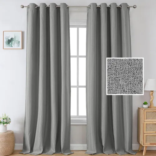Vista 34 de H.VERSAILTEX Cortinas opacas de lino de 45 pulgadas de largo para dormitorio/sala de estar con aislamiento térmico con ojales, cortinas de lino