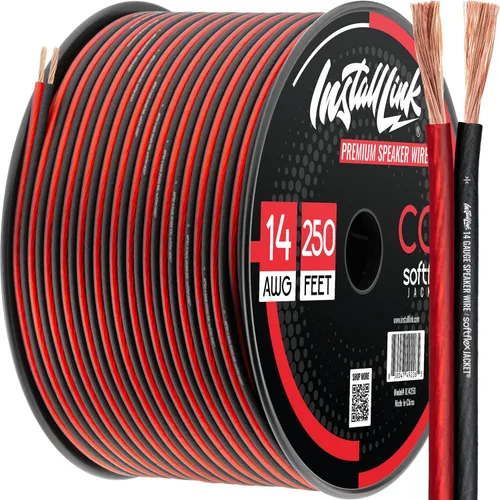 Vista 10 de Install Link Cable de altavoz de calibre 14 (cable de altavoz) para cable de audio de automóvil, hogar o RV, 100 pies, CCA