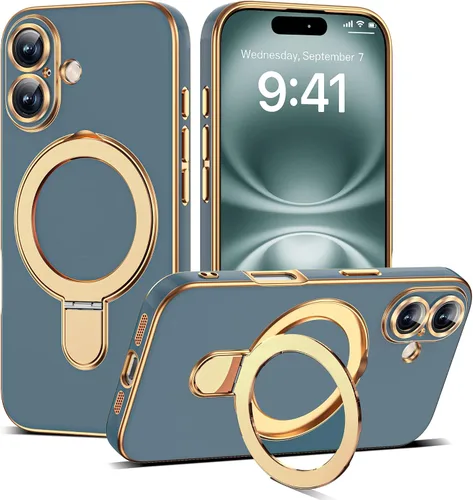 Vista 174 de Funda compatible con iPhone 12 con soporte de anillo magnético invisible [compatible con Mag-Safe] [Protector completo de lente de cámara] Funda