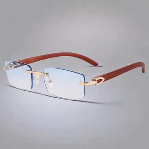 Vista 4 de Gafas de sol rectangulares con montura dorada para hombre y mujer, color azul cielo, degradado y cuadrado, estilo retro de los años 90, estilo hip
