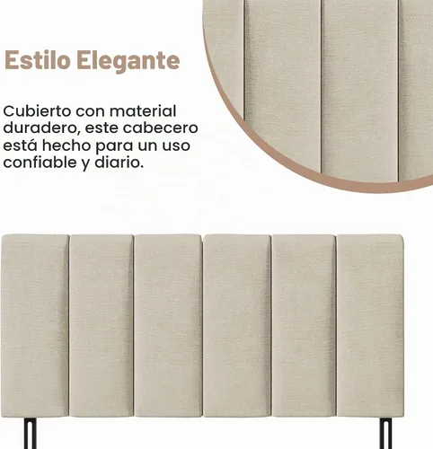 Vista 3 de HAOBO Home Cabeceros tapizados plegables Queen/Full con paneles de lino y ajuste de altura