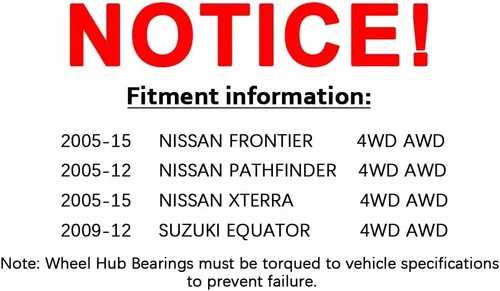 Vista 6 de 515065 [4WD/AWD solamente, 6 lengüetas, paquete de 2] Conjunto de cojinete de cubo de rueda delantera con ABS para Frontier/Xterra 2005-2015, 2