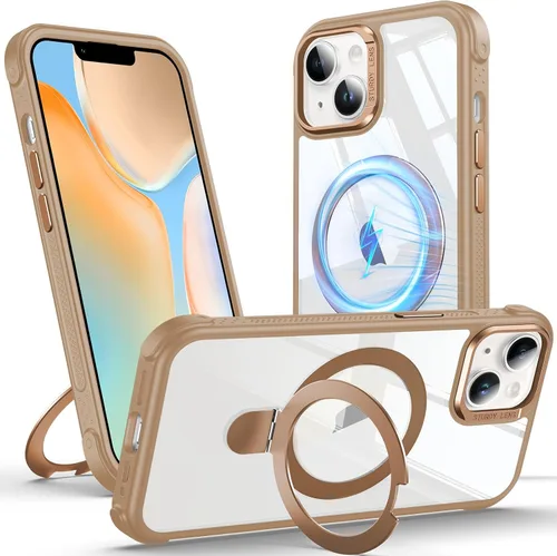 Vista 14 de Anqrp Funda transparente con función atril magnética con junta tórica para iPhone 12/12 Pro, compatible con Mag-Safe, de grado militar, reforzada