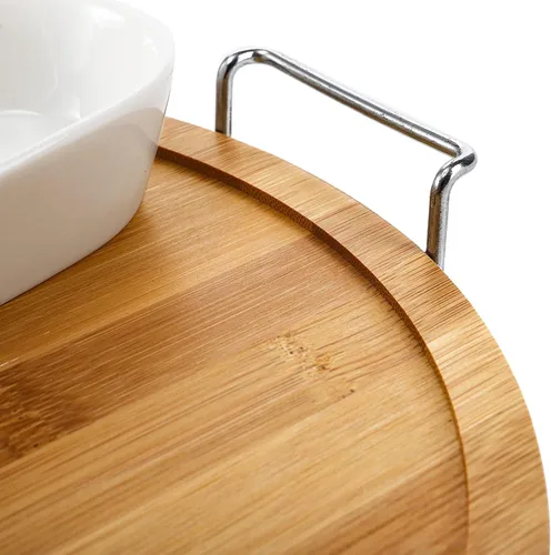 Vista 8 de ZEAYEA Bandeja para servir aperitivos de 11 pulgadas con soporte, plato de cerámica dividido para servir con palillos de comida para Navidad