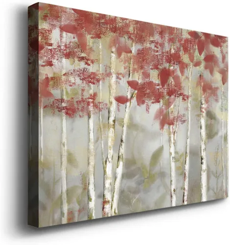 Vista 2 de Renditions Gallery Arte de pared de bosque otoñal, decoración de lienzo premium envuelto en galería, listo para colgar, 12L x 8A, impresión hecha