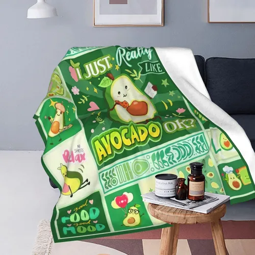 Vista 7 de SweetFox Manta de aguacate, divertida y bonita manta de decoración de aguacate, regalos para niñas y niños amantes, súper cálida, suave, ligera