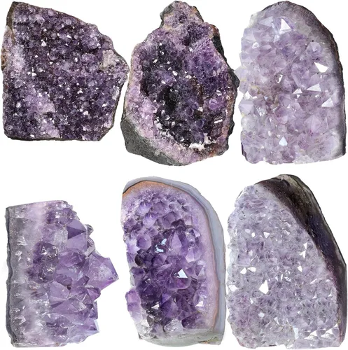 Vista 10 de SUNYIK - Racimo de amatista natural, piedra preciosa en bruto curativa con puntas de cristales, drusa de cuarzo, geoda de mineral, esfera