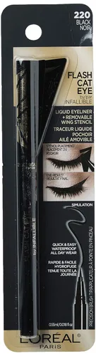 Vista 2 de L'Oreal Paris Makeup Infallible Flash Cat Eye Delineador de ojos líquido impermeable, negro, 0.44 onzas