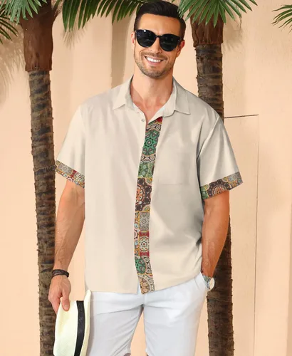 Vista 6 de KYKU Hawaiian Shirt for Men: Tropical Summer Beach Short Sleeve Button Down Shirt with Pocket