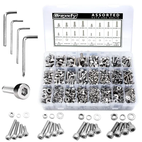 Vista 11 de Kit surtido de 246 tornillos hexagonales, tuercas, arandelas, acero