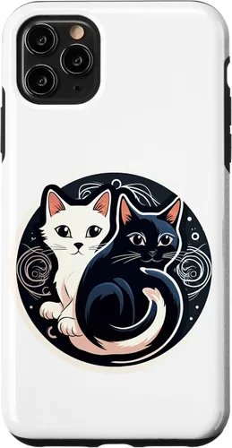 Vista 4 de Funda para iPhone 12 mini Yin Yang Cat Feng Shui Ying Yang Taoísmo Zen Budismo