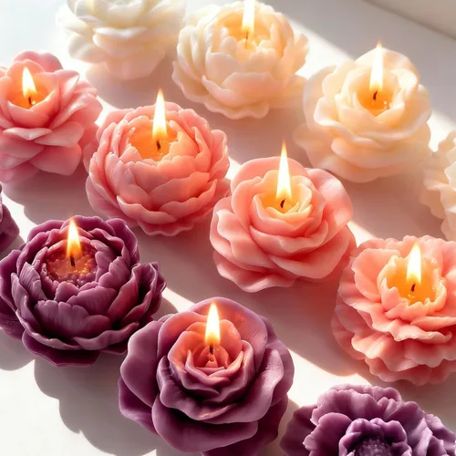 Vista 4 de Juego de 4 moldes de silicona de flores, moldes de clavel de margaritas florales 3D para hacer velas, jabón, resina epoxi, fabricación