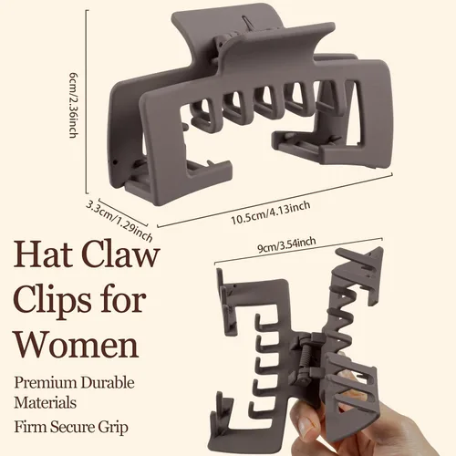 Vista 4 de Sunolga Pinzas de garra para gorras de béisbol, 4 pinzas para el cabello grandes para sombrero de camionero para mujer, pinzas antideslizantes