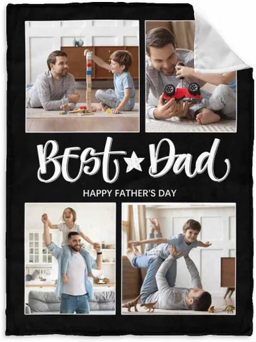 Vista 32 de InterestPrint Manta personalizada para papá de parte de hija e hijo, manta de cama personalizada con el texto "Best Dad Ever" con Love You Daddy, 7