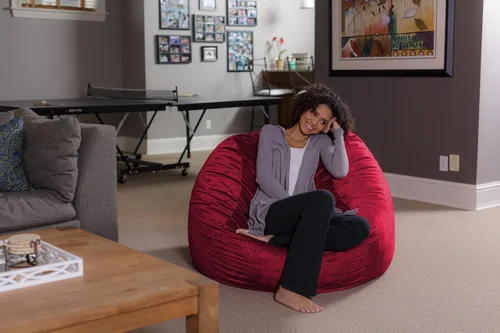 Vista 3 de Saco de sofá – Puff de felpa ultra suave - Silla de puf con espuma viscoelástica y funda de micro-gamuza - Mueble y accesorios rellenos de espuma