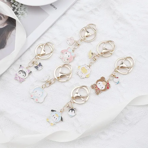 Vista 5 de G-Ahora 6 llaveros kawaii de gatito y gato, accesorios de gatito, joyería de gatito, llavero de regalo para niñas y mujeres (KR kitty), Rosado