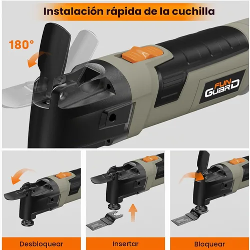 Vista 3 de Herramienta oscilante, 300 W, 6 velocidades, kit de accesorios de 30 piezas