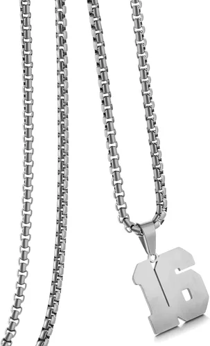 Vista 55 de Collar de Número Dorado para Hombre, Cadena de Acero Inoxidable con Colgante de Número para Atletas, Joyería Deportiva Personalizada para Niños