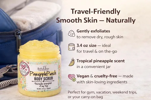 Vista 2 de Bella & Bear Exfoliante corporal de piña, tamaño de viaje vegano (3.4 onzas)