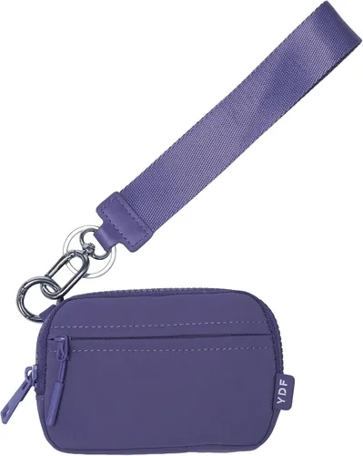 Vista 9 de YDF Cartera de nailon RFID de 2ª generación para mujer, cartera de pulsera con ventana de identificación, ranura para lápiz labial y llavero