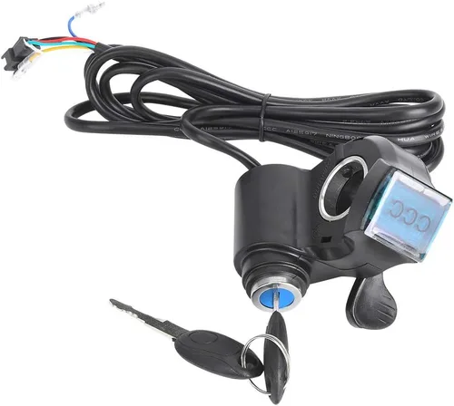 Vista 4 de Pantalla de voltaje E, pantalla LCD de acelerador de pulgar E de plástico negro, interruptor de alimentación de voltaje de batería digital