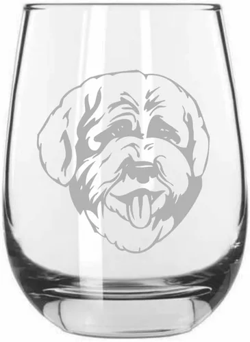 Vista 40 de Shar Pei (chino) - Vaso de vino sin tallo grabado para perro, 15.25 onzas
