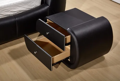 Vista 2 de Container Furniture Direct Thompson Collection - Mesita de noche contemporánea tapizada de piel sintética con tiradores de cajón cromados, estándar