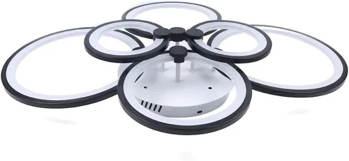 Vista 9 de Lámpara de techo moderna LED de 6 cabezales con anillo circular con control remoto, lámpara de montaje empotrado, lámpara acrílica regulable de 3