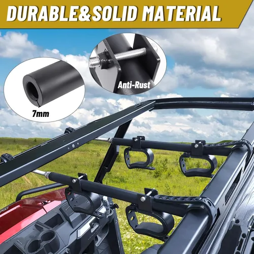 Vista 3 de StarknightMT Portaarmas para UTV - Portaarmas Aéreo para UTV Soporte de Techo para Armas/Arcos con Acolchado Suave, Ajustable se Adapta a Espaciado