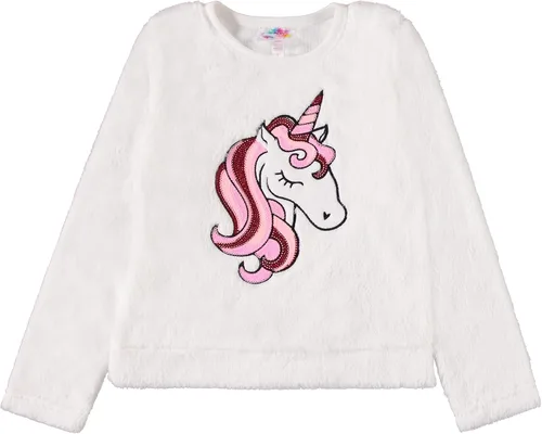 Vista 4 de BTween Wooby Pijamas para niñas, pijamas para niños con camisa y pantalones de felpa, pijamas de dos piezas de animales, diseño de unicornio o zorro