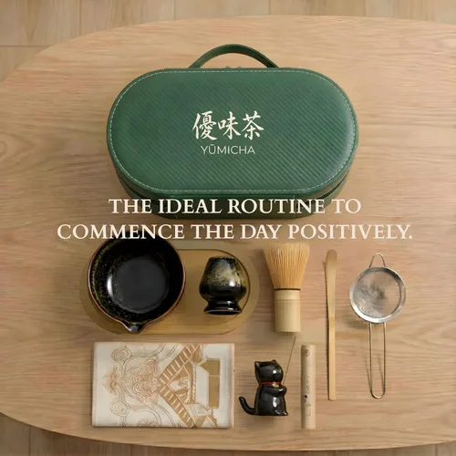 Vista 6 de Juego de batidor Matcha YMiga – Kit completo de matcha con batidor de bambú matcha, cuenco de cerámica matcha, tamiz y cucharada – Kit de Verde/Negro